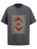 Fashion printed solid color T-shirt
